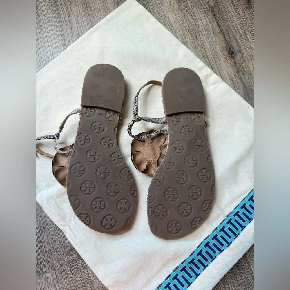 Tory Burch Snake Print Sandals Leather Size 5.5